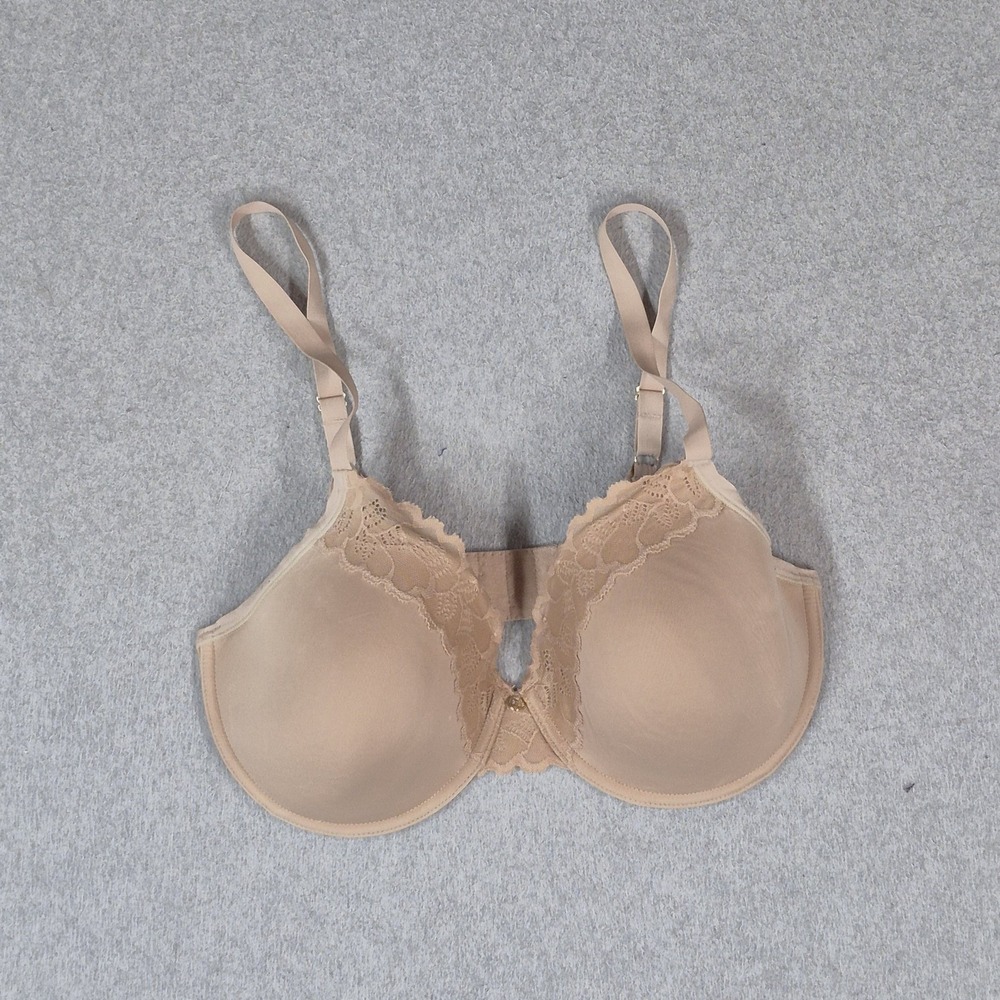 Natori Women Bra 34DD Beige Underwired Lace Mesh Lightly Lined Adjustable Straps